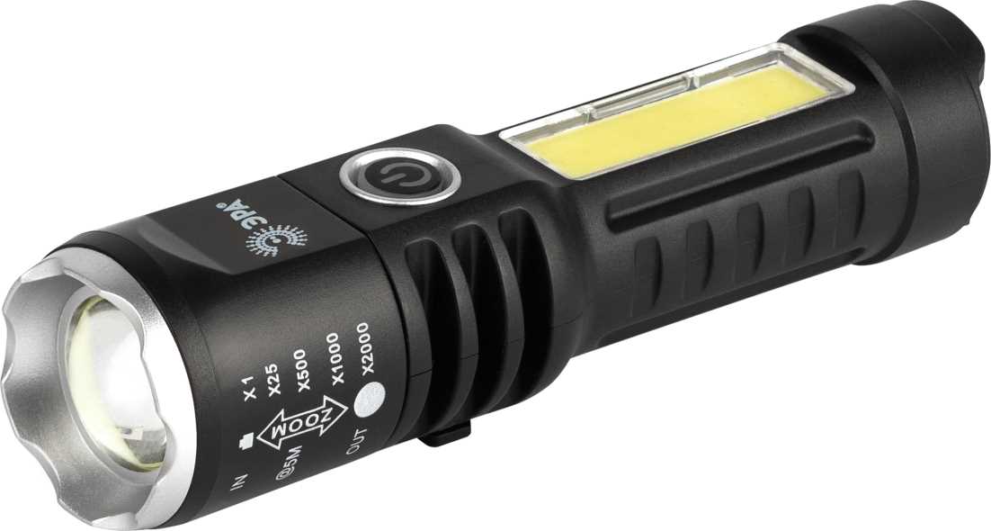 фото светодиодный фонарь эра ua-403 универсальный аккумуляторный 5 вт led + 3 вт cob оптический zoom 4 режима usb type c б0069805 | 220svet.ru