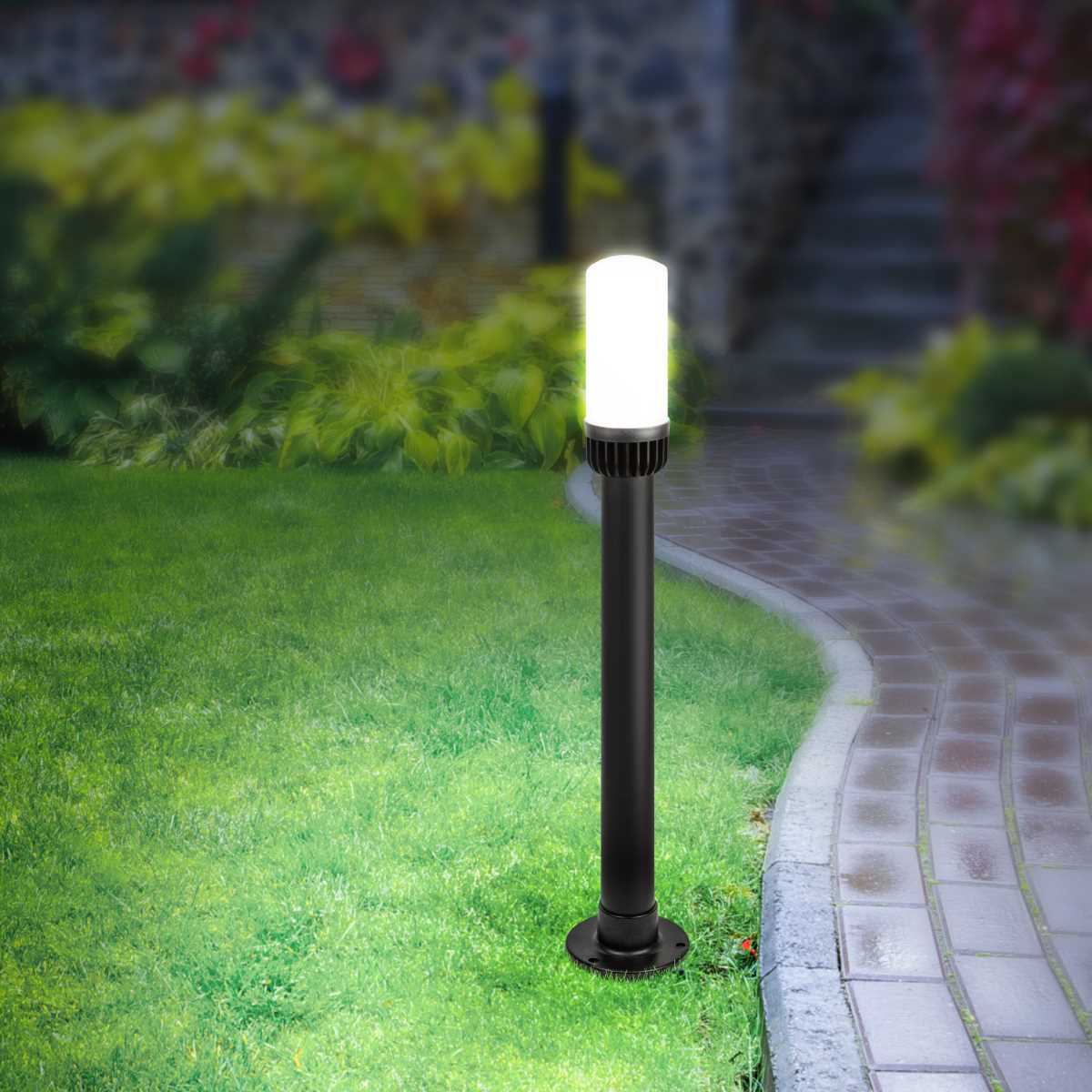 фото садово-парковый светильник эра «поллар» нту 01-60-012 напольный черный ip54 е27 max60вт h840мм б0057491 | 220svet.ru