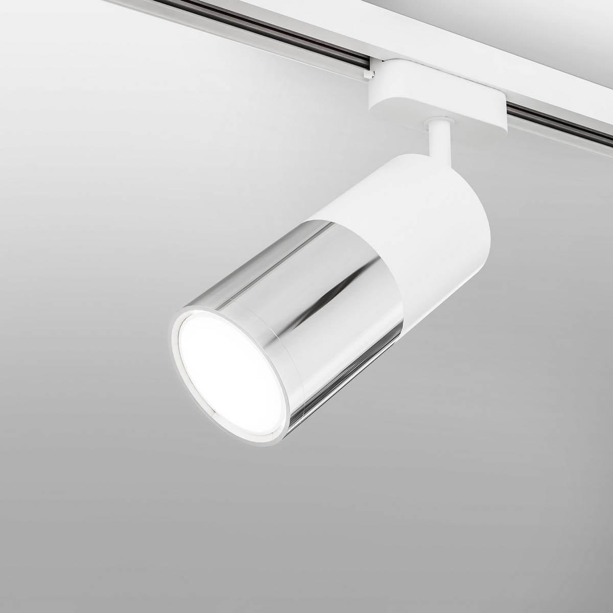 фото трековый светодиодный светильник elektrostandard белый матовый/хром 6w ltb27 a047018 | 220svet.ru