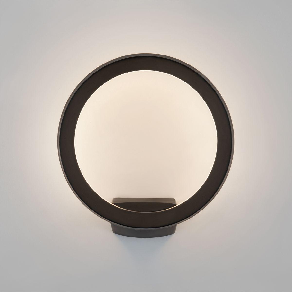 фото уличный настенный светодиодный светильник elektrostandard ring 1710 techno led черный a054933 | 220svet.ru