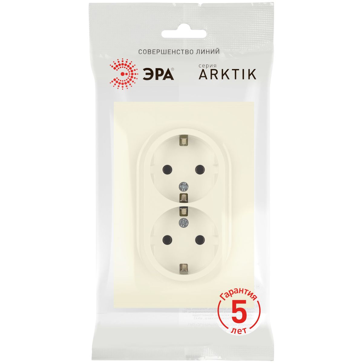 фото розетка эра arktik 16-2105-02 двойная с заземлением 2x2p+e schuko со шторками 16а-250в слоновая кость б0070455 | 220svet.ru