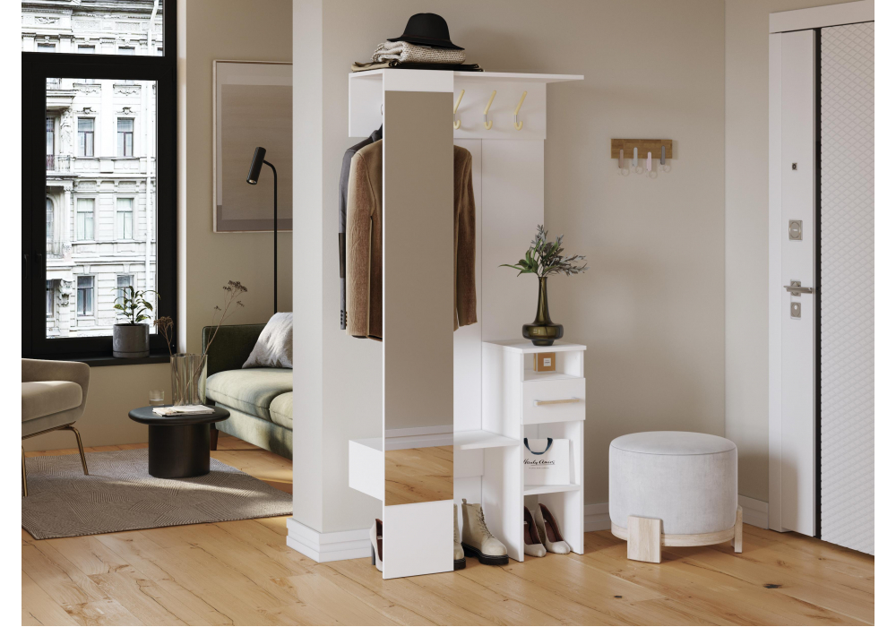 фото прихожая woodville рогес белая 602819 | 220svet.ru