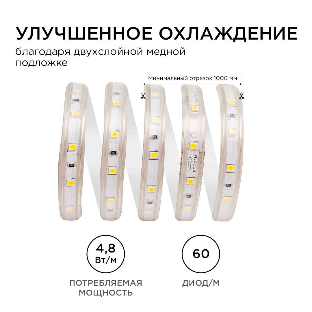 фото светодиодная влагозащищенная лента apeyron 4,8w/m 60led/m 5050smd теплый белый 5m 10-05 | 220svet.ru