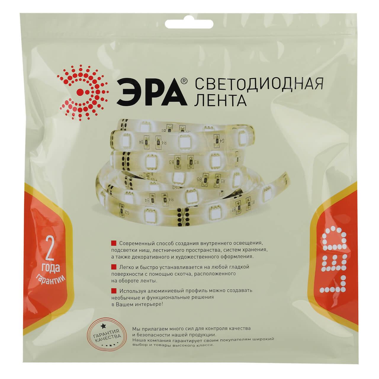 фото светодиодная лента эра 27w/m 252led/m 2835smd теплый белый 5m ls2835-27-252-24-33-3000к-triple-5m б0043104 | 220svet.ru