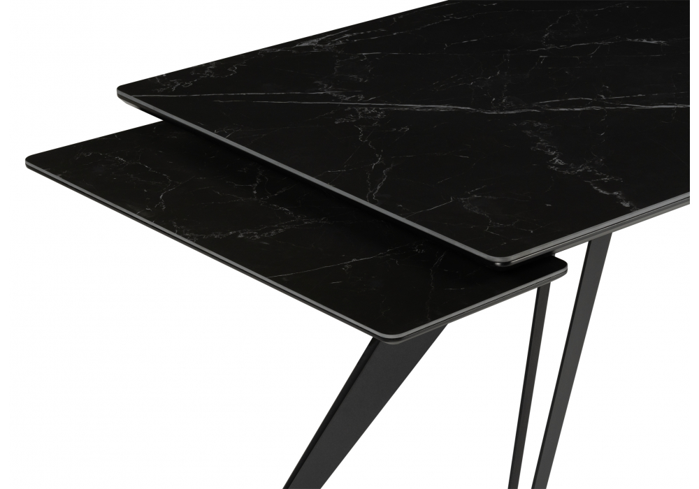 фото керамический стол 140(200)х80 раскладной woodville дарвин черный мрамор shakespeare black / черный 612206 | 220svet.ru
