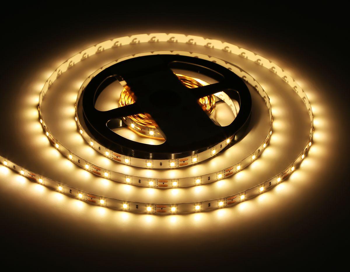 фото светодиодная лента теплый белый ambrella light 4,8w/m 60led/m 2835smd 3000к 5m gs1001 | 220svet.ru