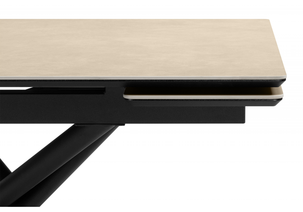 фото керамический стол раскладной woodville мэриан 120(180)х80 okara light yellow / черный 664959 | 220svet.ru