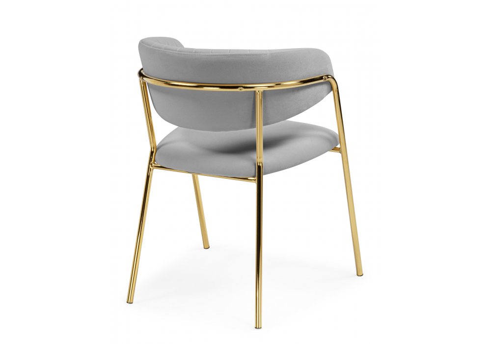 фото стул на металлокаркасе woodville kamelia велюр светло-серый / золотой 15947 | 220svet.ru