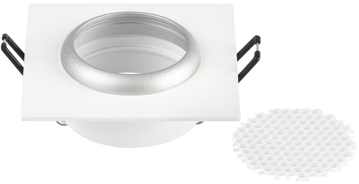 фото светильник встраиваемый алюминиевый эра kl110 wh/sl под лампу mr16 gu5.3 белый/серебро матовый б0061532 | 220svet.ru