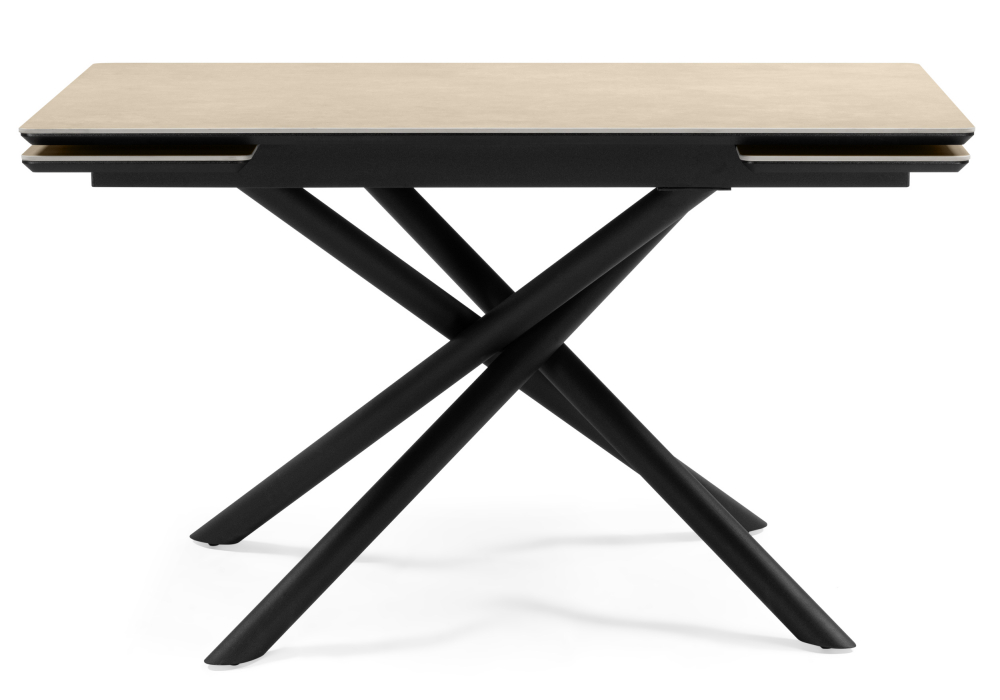 фото керамический стол раскладной woodville мэриан 120(180)х80 okara light yellow / черный 664959 | 220svet.ru