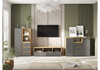 Миниатюра фото тв-тумба woodville элла серый графит / дуб крафт золото 586712 | 220svet.ru