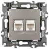 Миниатюра фото розетка эра серия 12 12-3108-16 информационная двойная 2xrj45 титан б0065665 | 220svet.ru