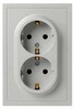 Миниатюра фото розетка эра galaxy 15-2104-03 с заземлением двойная 2x2p+e schuko 16а-250в ip20 алюминий б0070681 | 220svet.ru