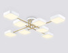 Миниатюра фото потолочная светодиодная люстра на штанге ambrella light linetech fl fl516346/8 wh/gd | 220svet.ru