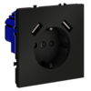 Миниатюра фото розетка встраиваемая с заземлением и защитными шторками, 16а, с usb, a+a voltum s70 vls040408 (черный матовый | 220svet.ru