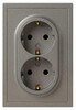 Миниатюра фото розетка эра galaxy 15-2104-07 с заземлением двойная 2x2p+e schuko 16а-250в ip20 титан б0070689 | 220svet.ru